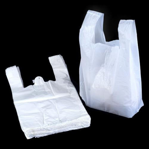 100 x AMD Nexus Sacs de transport blancs 28 x 43 x 53 cm - Grands sacs de transport en plastique robustes à poignées