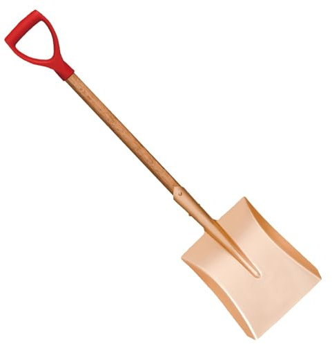 WEDO Pala plana sin chispas, pala cuadrada con mango de madera, pala de agarre en forma de D para excavar, longitud 970 mm, cobre berilio, no magnética, estándar DIN, certificado BAM y FM