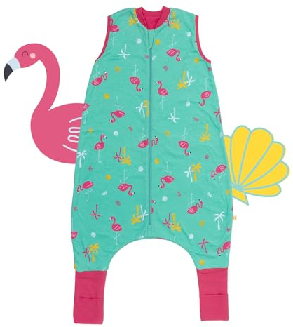schlummersack Schlafsack mit Füßen 100% Bio Baumwolle Sommer 110 cm 1 Tog Flamingo | Kinder Schlafsack mit Beinen und verlängerten Bündchen eine Körpergröße 110-120cm Füßen 1 Tog
