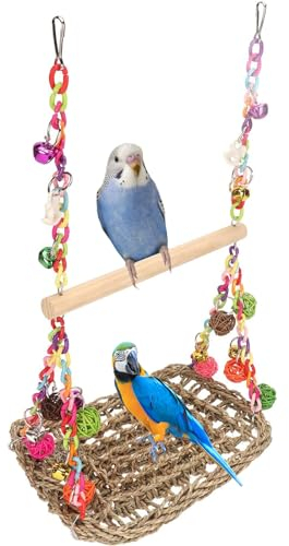 Wellensittich Spielzeug, Papagei Spielzeug, Wellensittich Schaukel Vogelkäfig Zubehör Vogelspielzeug Naturholz Hängematte Für Nymphensittiche, Finken, Kleine Sittiche Und Aras