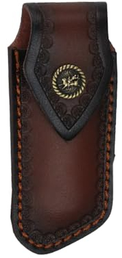 MiOYOOW Gaine Couteau Pliant Poche, étui Couteaux Chasse en Cuir avec Trou de Suspension pour Ceinture Homme Tactique Halloween