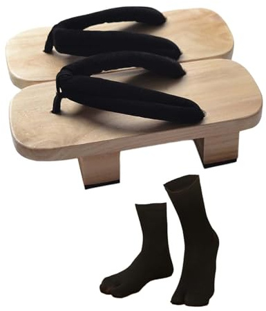 Amagogo Sabots japonais en bois avec chaussettes Tabi, chaussures japonaises pour voyage, plage d'été, Taille UE 38