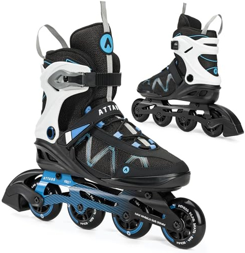Rollers Attabo Bliss pour Hommes 44 EU Confort et Sécurité Coque Semi-Dure Roues en Aluminium 80 mm Roulements en PU ABEC-7 Réglable pour Un Meilleur Ajustement