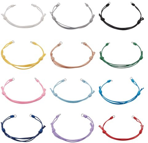 Sparkeads 24 Pulseras Trenzadas Ajustables de de Hilo Trenzado Encerado Medio Acabado con eslabones para Hacer Joyas de Mujer, Accesorio de Pulsera de Amistad a la Moda