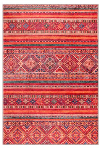 NETLINE HOME Türkischer Teppich, maschinenwaschbar, Haustier- und kinderfreundlich, klassisches orientalisches Design für Wohnzimmer, Schlafzimmer, Küche, rutschfest, Rot, 120 x 180 cm