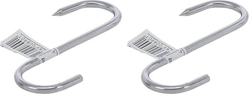 BGS Diy 80910 - Gancio per macellaio, in acciaio inox, 100 mm, gancio per macellaio, gancio in acciaio inox, gancio a S, gancio per affumicatura, gancio per alimenti (Confezione da 2)