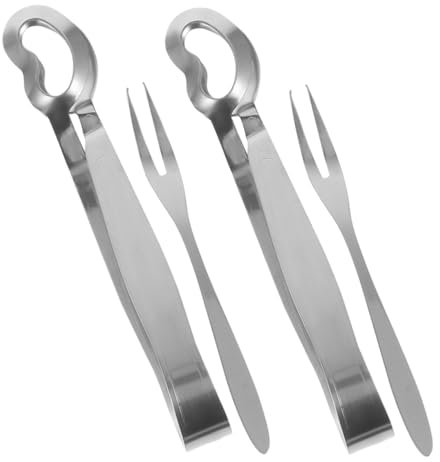 MOLUCKFU Set Di 4 Forchette Per Lumache E Pinze Per Lumache, Set Di Utensili Da Cucina in Acciaio Inossidabile Che Servono Lumache, Pinze Per Frutti Di Mare, Per La Casa E Il Ristorante