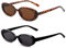 FeiOne 2 Stück Vintage Oval Sonnenbrille, für Damen und Herren, 90er Vintange Schmal Skinny Trendy, Party Sunglasses, Sunglasses Woman UV400