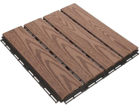 Veemoon Interlocking Decking Tiles Outdoor Flooring for Patios Balconies and Gardens Non Slip Plastic Tiles with Grooved Surface for Safe Walking Easy to Install