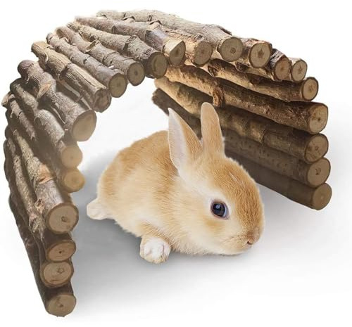 Kathson Extra Large Wooden Bunny Ladder Bridge (25 x 15 inches), Rabbits Hideout, House, Tunnel, Rodents Chew Toys for Guinea Pig, Chinchillas, Hedgehogs, Ferrets, Rat