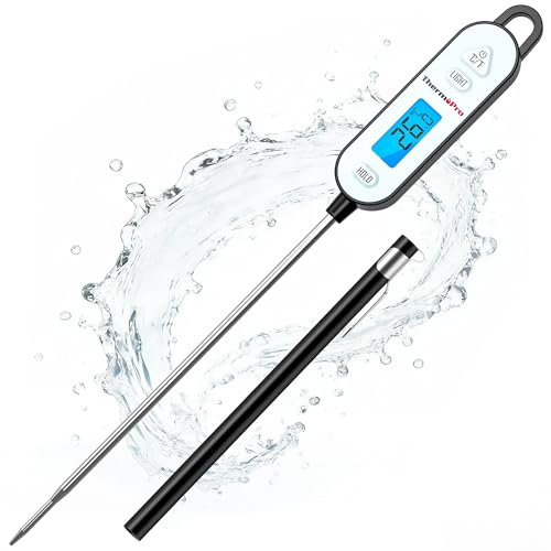 ThermoPro TP515 Termometro cucina, Termometro carne e Termometro alimentare per cucinare, IPX7, sonda da 14,5 cm, retroilluminato e funzione di blocco. Ideale come barbecue, marmellate, olio e acqua