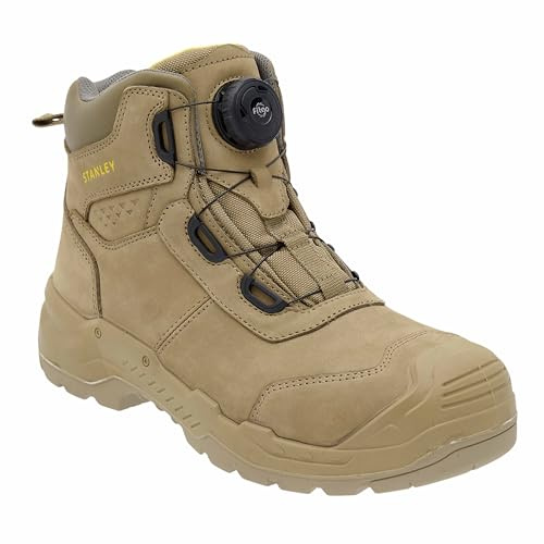 STANLEY Harrigan Men's Waterproof, Leather, FitGo Lace, Steel Plate, Steel Toe, Safety Work Boot, Stone, UK8