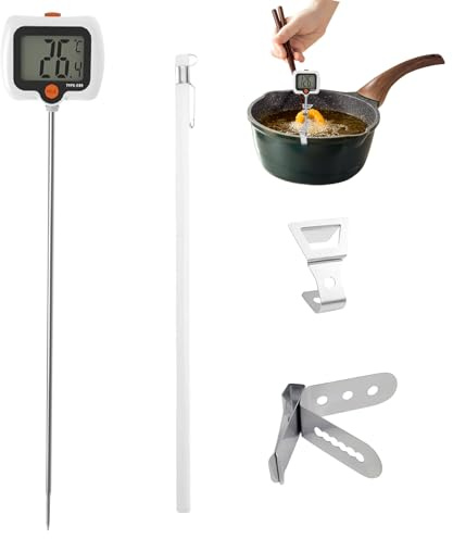 Palaufr Termometro Da Cucina - Sonda Lunga Per Lettura Istantanea Con Clip Per Pentola | Termometro Digitale Per Caramelle Con Display Rotante | per Ristorante Cottura Grigliatura BBQ Esterno Zucchero