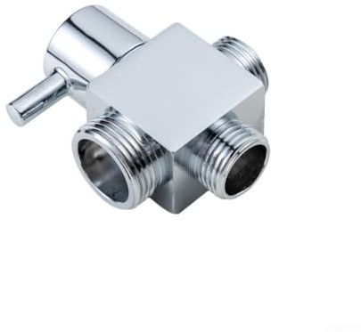 Válvula desviadora de ducha de latón, divisor de 3 vías con 1 entrada y 2 salidas para control de flujo de agua, construcción de latón para configuraciones de baño contemporáneas (plata)