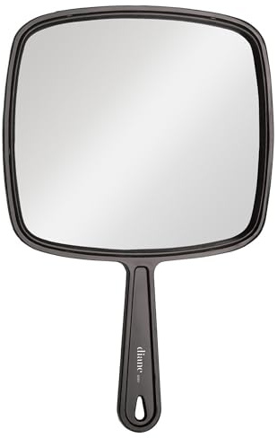Diane Professional Quality Hand Mirror – Hand Held Mirror with Handle, Single Sided Vanity Makeup Mirror for Women, Men, Salon, Barber, Shaving, and Travel, Medium 7.5 x 10.75 In Black