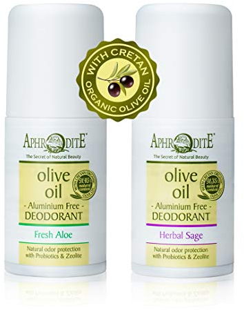 Aphrodite Roll On Deodorant Set - Aluminiumfreies Ball Deodorant Natürlich duftender mit frischem Granatapfel & Aloe Vera Natural Geruchsschutzformel mit Bio-Olivenöl