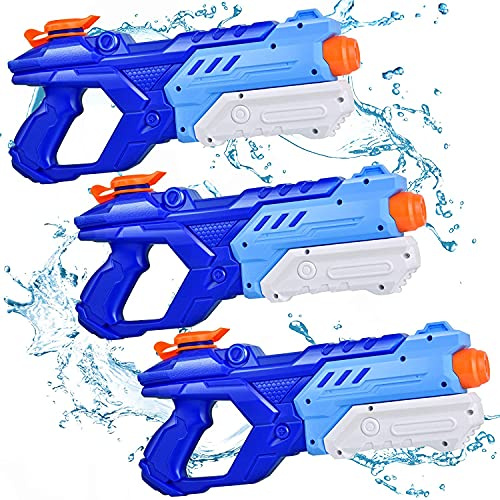 Quanquer 3 Pack Water Guns for Kids Adults - 600CC Squirt Water Toy Gun Super Blaster Soaker Long Range High Capacity Swimming Pool Beach Outdoor Fighting Toys for Boys Girls (Blue)