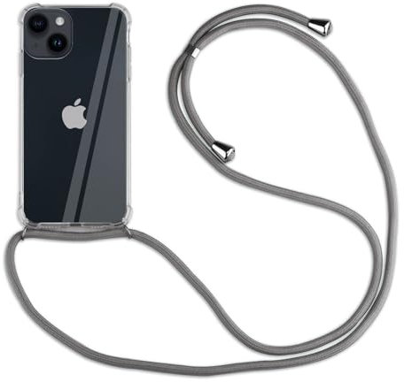 Hülle Kompatibel mit Apple iPhone 14 | Handykette Smartphone Halskette Hülle mit Band | Handyhülle mit Kordel zum Umhängen Kompatibel für iPhone 14 | Grau
