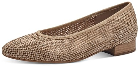 Jana Women’s Ballerinas with Block Heel Vegan, Natural, 5 UK