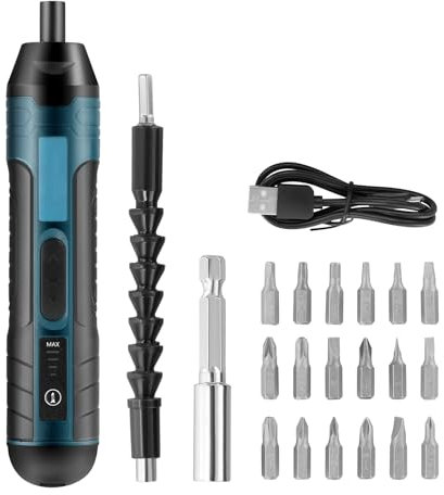 21 in 1 Electric Screwdrivers Cordless, 3.6V Rechargeable Portable Repair Tools Kit, Drill Screwdriver Bits Set, Adjustable Torque Electric Screwdriver Set, for Daily Home DIY Light Industrial Use