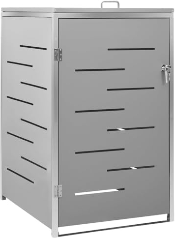 Abri Poubelle Extérieur, Cache Poubelle Abri pour Poubelle Conteneur pour Cache-Poubelle Abri pour Poubelle 69x77,5x112,5 cm INOX