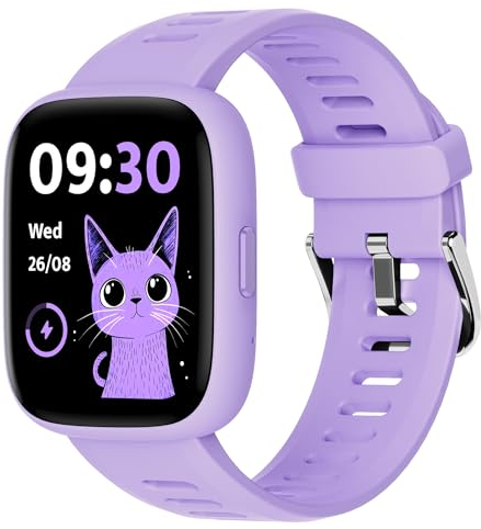 BIGGERFIVE Pulsera Actividad Niñas 5-16, 1,8 Reloj Inteligente Podómetro, Frecuencia cardíaca, Resistente al Agua IP68, Monitor de Sueño, Despertador, Juegos de Rompecabezas con/sin App