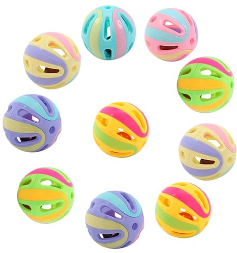 Fadcaer 10 Pcs Cat Toy Balls,5 CM Cat Bell Ball Toy for Playing Activity Chase Training Colorful Pet Plastic Interactive Balls Cat Play Toy with Bell Cat Toy Ball for Indoor Cats,Kittens (10 Pcs)