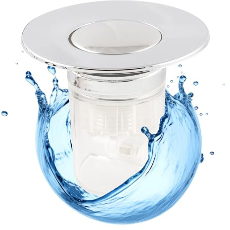 Tappo Lavandino Bagno Click Clack Universale 35/40 mm – Tappo Scarico Pop Up con Chiusura a Molla, Tenuta Stagna e Antiodore, Compatibile con Lavabo, Bidet e Vasca