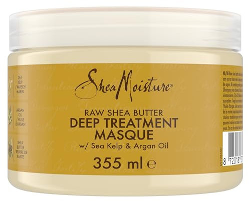 SheaMoisture Maschera per Capelli Deep Treatment Masque con Burro di Karité Puro - Maschera idratante per capelli ricci e corposi con olio di argan e alghe marine, senza solfati - 1 x 355 ml
