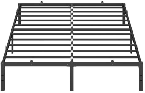 VASAGLE Doppelbettgestell, Bett, 160 x 200 cm, Metallbett, Bettrahmen, Unterbettaufbewahrung, modern, Gästebett, einfacher Aufbau, tintenschwarz RMB135B01