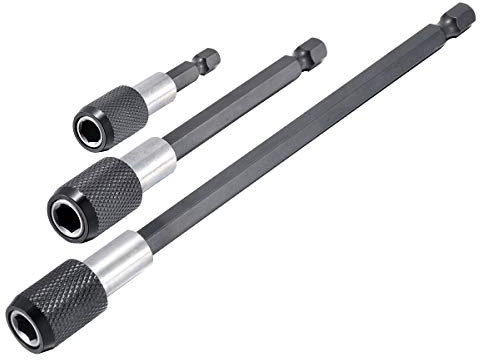 HOHXEN 3 Piezas 1/4'' Mango Hexagonal Magnético Porta Brocas Extensión, Cambio Rápido Destornillador Conexión Varilla Manguito Adaptador para Tornillos, Tuercas, Destornillador -60/100/150mm Longitud
