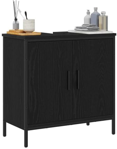 vidaXL Meuble sous-Vasque de Salle de Bain Chêne Noir 60 x 30 x 60 cm, Meuble de Salle de Bain, Design Rectangulaire Moderne, Rangement Pratique, Étagères Fonctionnelles, Lavabo Minimaliste