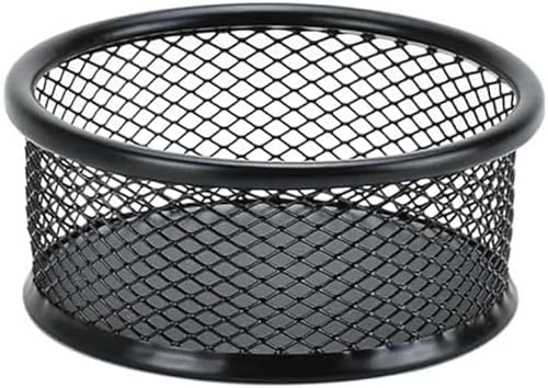 Black Metal Mesh Desk Organizer - Multi-Purpose Clip Holder for Office and School Supplies, Paperclip/Binder Clip Dispenser with Non-Slip Base (Home Office, Classroom, Study Desk Accessories)