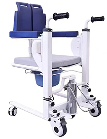 Sedia per trasferimento pazienti, sollevatore idraulico per WC, vasca da bagno con WC per anziani disabili, facile da usare, schienale rialzato, con cuscino rimovibile e comoda.