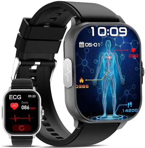 YYKY 2025 Neue Smartwatch mit EKG Gesundheitsuhr/ 24H blυtdrυckmessυng/Herzfrequenz 2.01 Smart Watch ΒΙυtdrυck Uhr/HRV/Harnsäure/Telefonfunktion/Schlafmonitor/SpO2/Apnoe/Wetter iOS Android