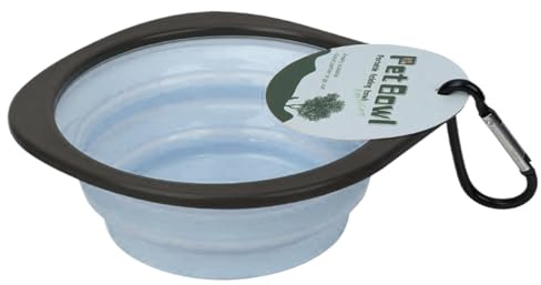 Cuenco portátil para perros – Cuencos portátiles para perros para viajar, plato de alimentación con clip de mosquetón, cuenco plegable seguro y apto para viajes | Contenedor de alimentos para mascotas