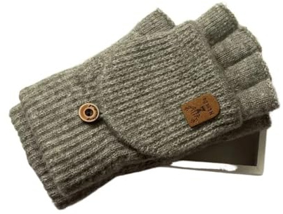 WMAMBZNDHP Guantes de Punto sin Dedos Invierno Gruesos y cálidos for Pantalla táctil for Hombres Mujeres, Guantes Medio Dedo for Estudiantes(Light Gray)