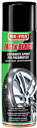 Ma-Fra Fast & Black, Lucidante Spray Antistatico per Pneumatici, Pratico, Veloce, Ravviva Il Colore Originale delle Gomme, Previene Screpolature, Formato 200ml (Confezione da 4)