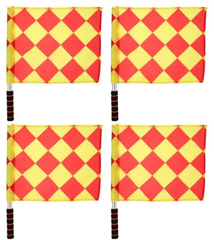NAMOARLY Banderas de Árbitro para Fútbol 4 Piezas, Bandera de Juez de Línea con Mango de Espuma Antideslizante, Patrón a Cuadros de Alta Visibilidad para Partidos Deportivos y Señalización