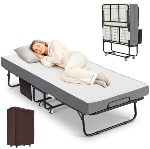 DSNAPE Klappbett 192x97cm, Gästebett Klappbar mit Matratze ca.13cm Dicker