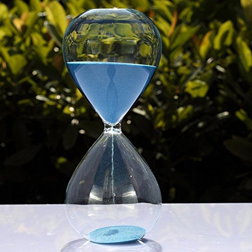 (30 minuter, blå) – Stort mode, färgglatt sandglas, sandglas, timglas, timer, klart slätt glas, mått för hemmet, skrivbordsdekoration, jul, födelsedagspresent (30 minuter, blå)