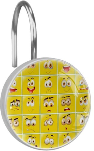 Eslifey Cute Pug con Paraguas Cortina de Ducha Ganchos para baño Cortina de Ducha Barra 12 Piezas, Acero Inoxidable, Style06, 3.7x3.7cm