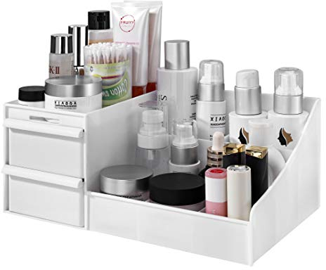 MaoXinTek Organizzatore di Trucco con Cassetti, Scatola Contenitori Per Cosmetici, Custodia Vassoio Porta Gioielli Per Camera Da Letto e Bagno Controsoffitto Bianca