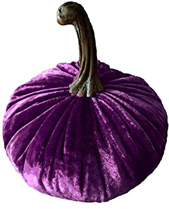 RSTYS - Zucche artificiali, 2 zucche di velluto viola per decorare zucche ornamentali per l'autunno di Halloween, Ringraziamento Natale Decor