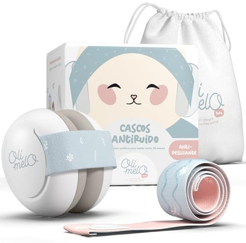 Oli-Melo Casque Anti Bruit Bébé : Protection Auditive, Amélioration du Sommeil, Avion - Bandeaux Ajustables Antidérapants - Protège les Oreilles jusqu'à 34 dB - Nourrisson, Enfant jusqu'à 36 Mois - CE