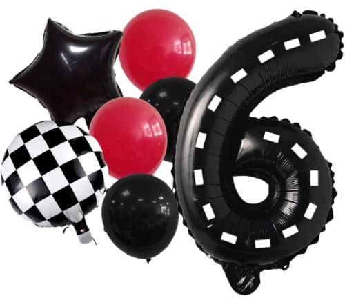DIWULI Globos de Cumpleaños Racing 6 Años - Pista Decoración