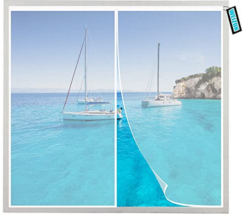 Fly Screens for Windows 60x90cm White with Magnets and Full Frame Magic Tape Insect Protection Door No Gap for Patio Balcony