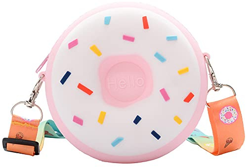 RYHMHA Donut Geldbörse Handtasche Münzbörse Silikon Tasche, Holds four lipsticks and a set of keys, rosa