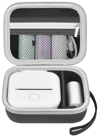 ANKHOH Étui pour étiqueteuse Memoking T02/ Phomemo M02/ M02S/ M02 Pro/ Q30S/ Ponek Mini imprimante de poche, autocollant portable, porte-papier, câble USB, boîte uniquement (noir)