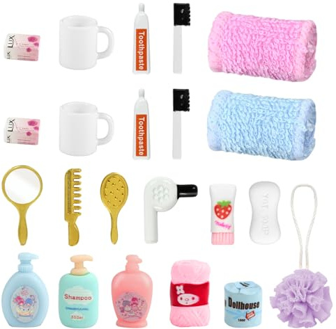 22 Piezas Accesorios de Baño para Casa de Muñecas, Miniaturas Accesorios para Casa de Muñecas, Miniatura para Casa de Muñecas, Accesorios para Casa de Muñecas Miniaturas